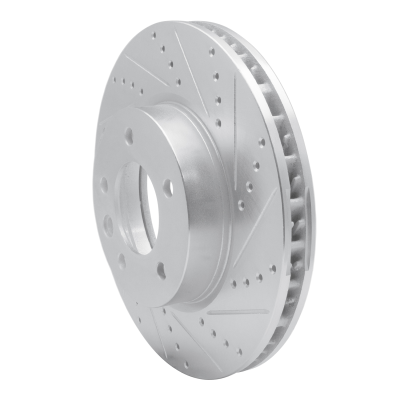 Porsche Cayenne Brake Rotor (1) - Right Front - R1 Concepts - Drilled & Slotted - Silver - `03-`18